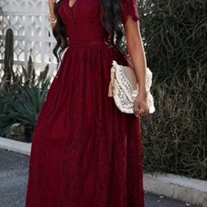Deep red/wine lace boho dress XXL
